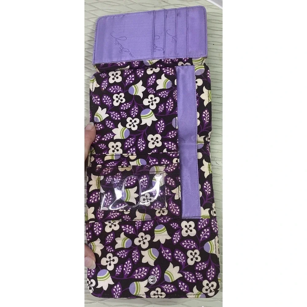 Vera Bradley Eloise-Plum Petals-Hand Bag Purse Kiss-Lock Double Straps W/Wallet